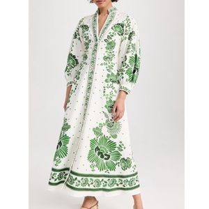 FARM Rio | Dresses | Forest Soul Maxi Dress Off White And Green Farm Rio |  Poshmark